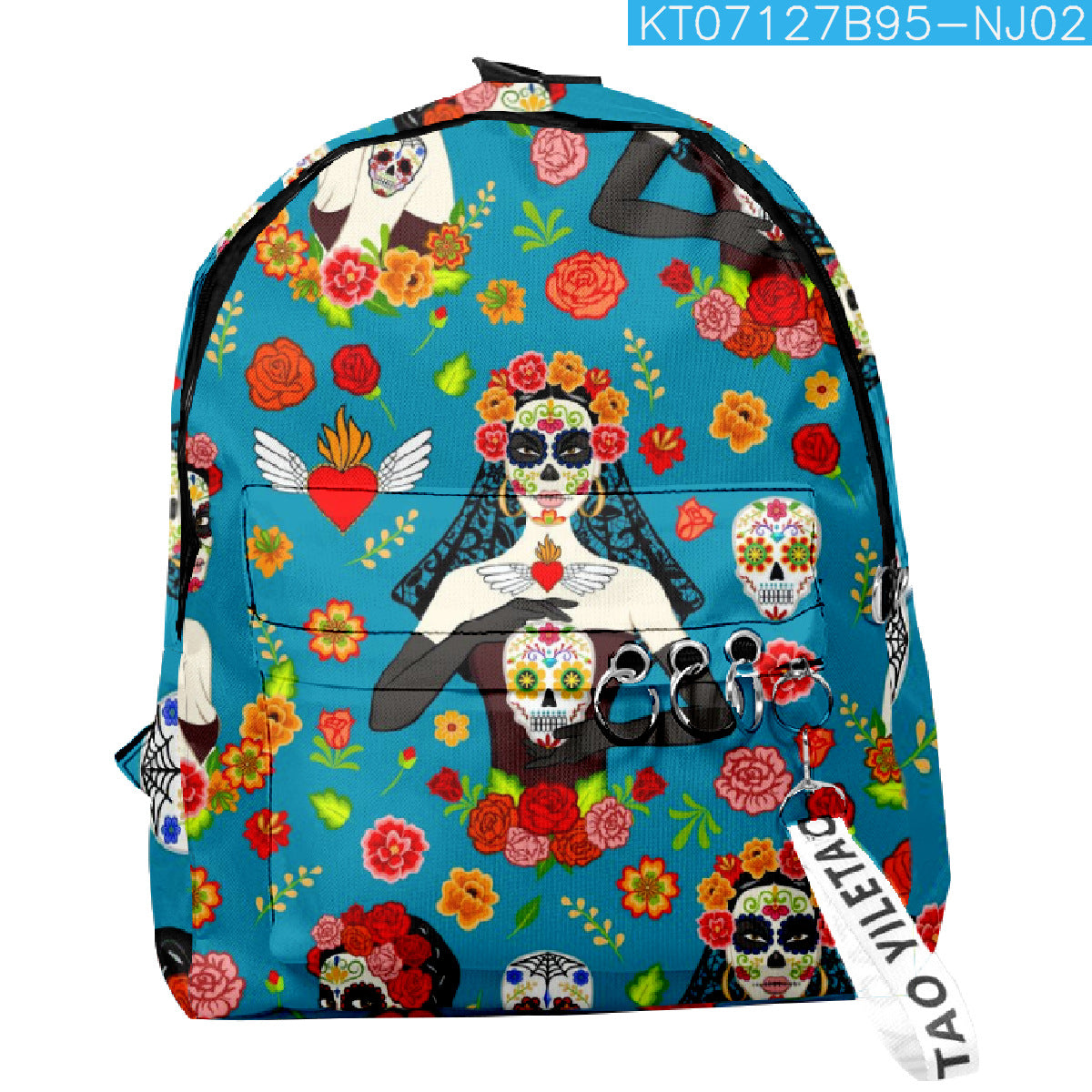 Wholesale 2023 Summer New Flower Skull Oxford Backpack